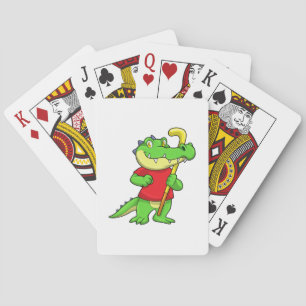 Crocodile at Field hockey with Stick Playing Cards