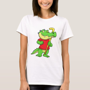 Crocodile at Field hockey with Stick T-Shirt