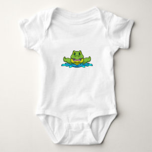 Crocodile at Swimming in Water Baby Bodysuit