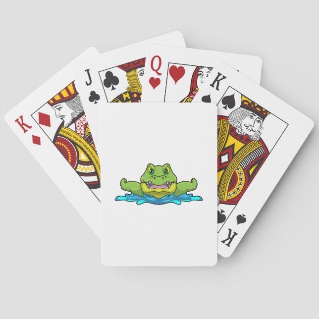 Crocodile at Swimming in Water Playing Cards (Back)