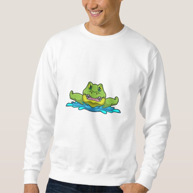 Crocodile at Swimming in Water Sweatshirt (Front)