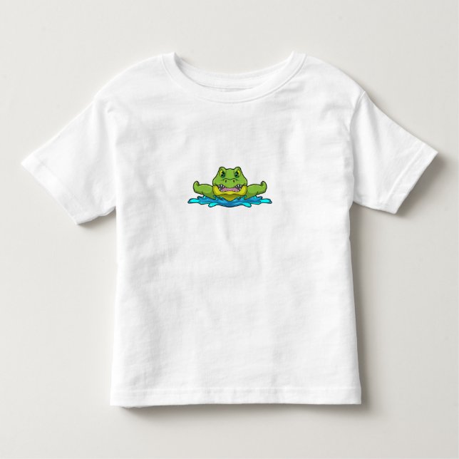 Crocodile at Swimming in Water Toddler T-Shirt (Front)