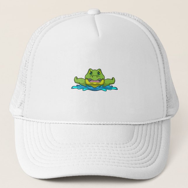 Crocodile at Swimming in Water Trucker Hat (Front)