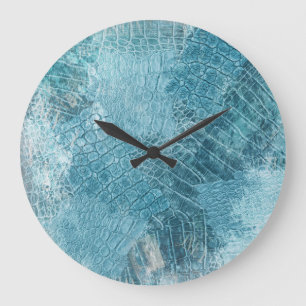 Crocodile Batik: Textured Fabric Art Large Clock