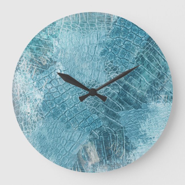 Crocodile Batik: Textured Fabric Art Large Clock (Front)