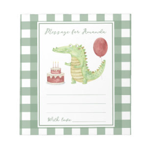 Crocodile birthday time capsule message notepad