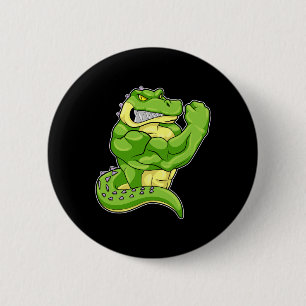 Crocodile Bodybuilder Bodybuilding Sports 1  6 Cm Round Badge