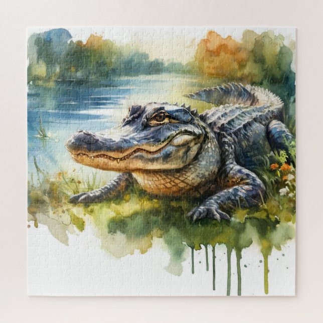 Crocodile Charm REF172 - Watercolor Jigsaw Puzzle (Vertical)