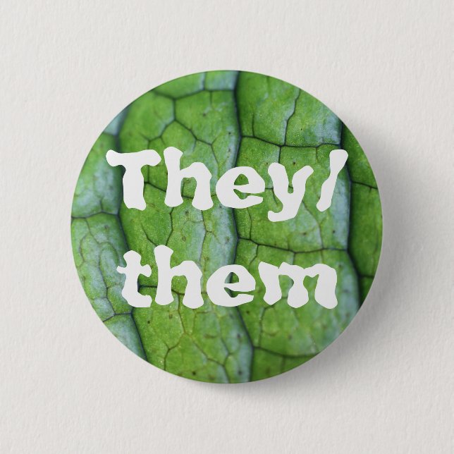 Crocodile Fern Custom Pronoun Button (Front)