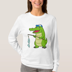 Crocodile Fishing Fisher Finshing rod T-Shirt