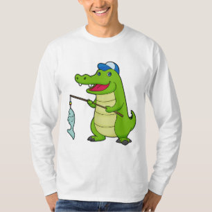 Crocodile Fishing Fisher Finshing rod T-Shirt