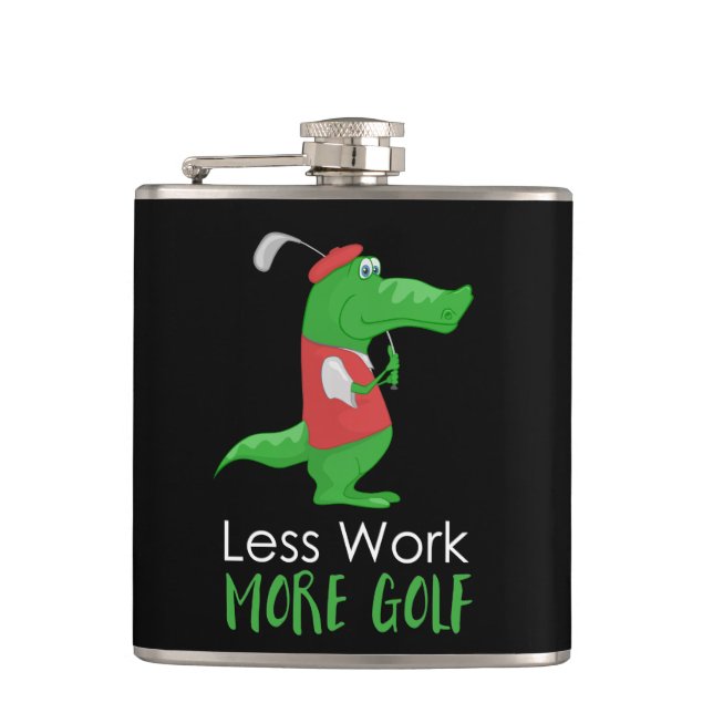Crocodile Golfer Funny Hip Flask (Front)
