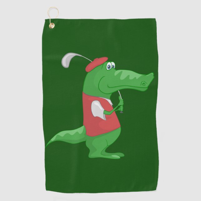 Crocodile Golfer Golf Towel (Front)