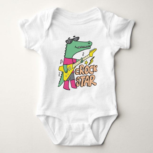 Crocodile guitar  baby bodysuit (Front)