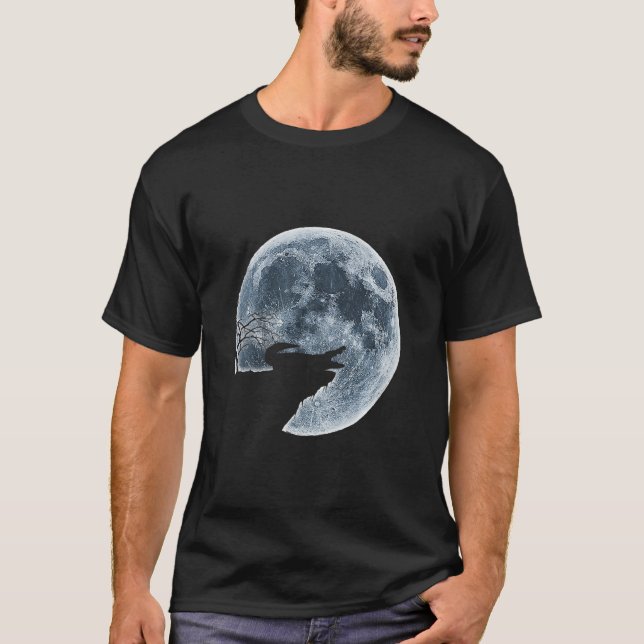 Crocodile Halloween Costume Moon Silhouette  T-Shirt (Front)