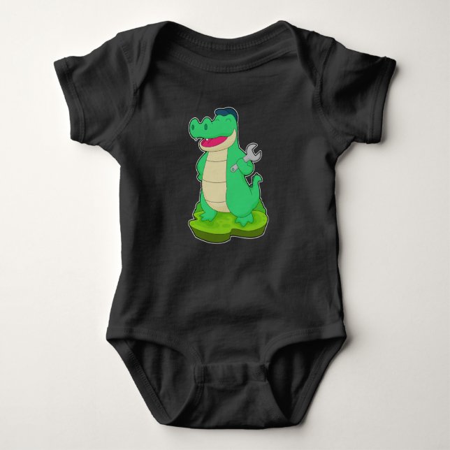 Crocodile Handyman Wrench Baby Bodysuit (Front)