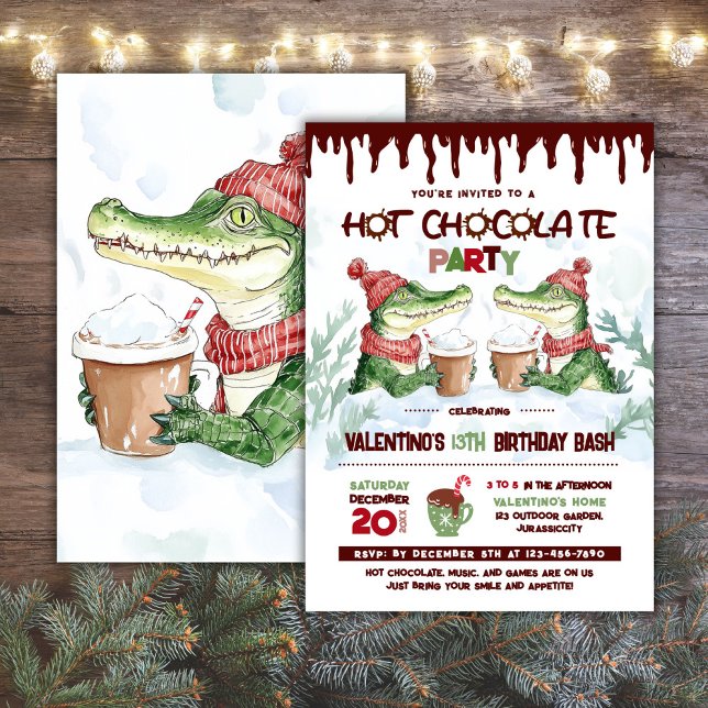 Crocodile Hot Chocolate Party Birthday Invitation (Creator Uploaded)