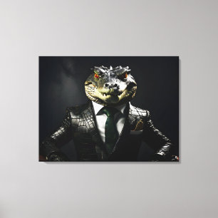 Crocodile in suit canvas print