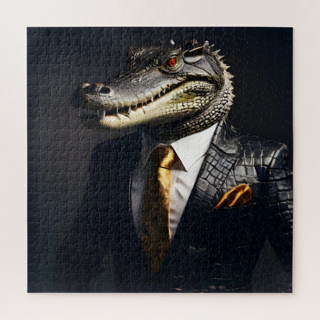 Crocodile in suit jigsaw puzzle (Vertical)