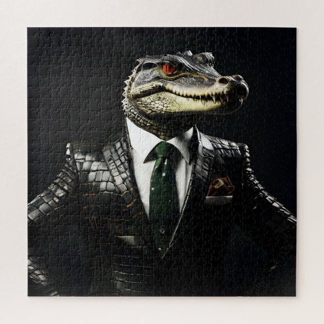 Crocodile in suit jigsaw puzzle (Vertical)