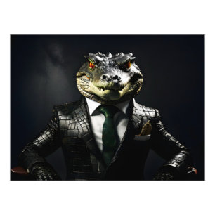Crocodile in suit photo print