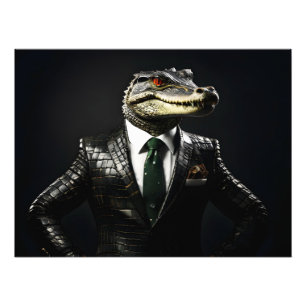 Crocodile in suit photo print
