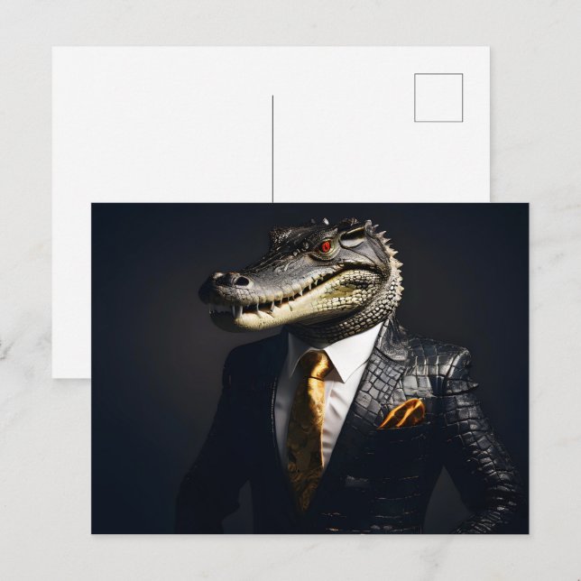 Crocodile in suit postcard (Front/Back)