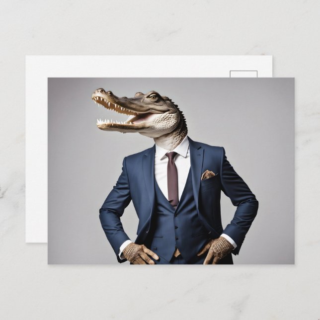 Crocodile in suit postcard (Front/Back)
