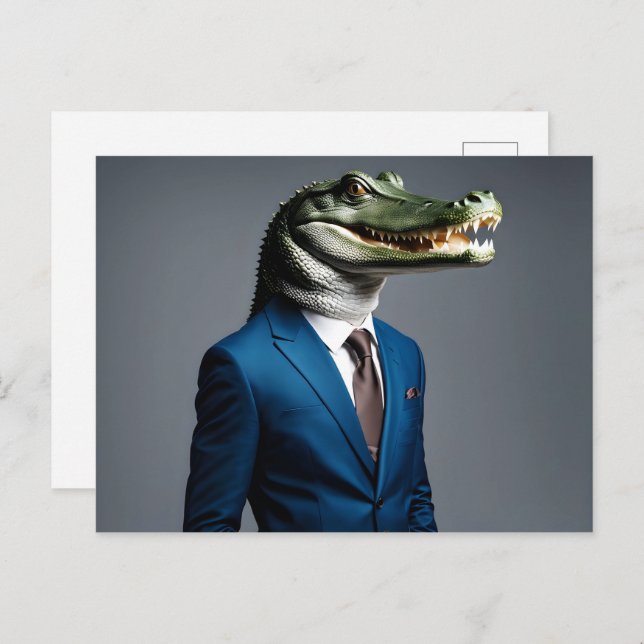 Crocodile in suit postcard (Front/Back)