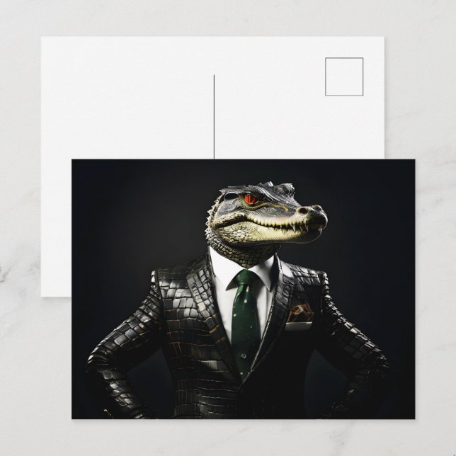 Crocodile in suit postcard (Front/Back)