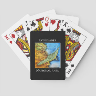 Crocodile in the brackish water of the Everglades  Playing Cards