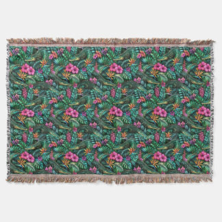Crocodile Jungle Dreams Seamless Surface Pattern Throw Blanket