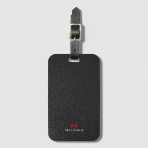 Crocodile Leather Texture Red Letters Luggage Tag
