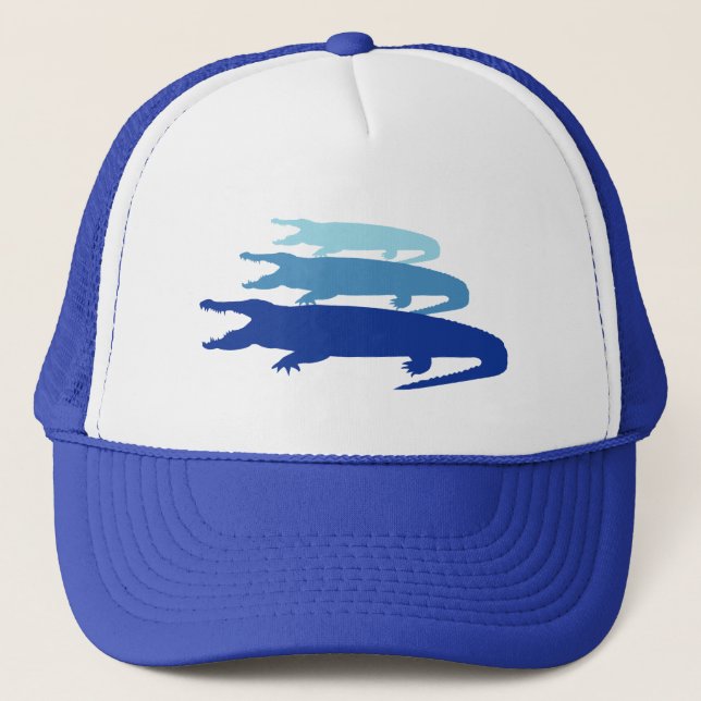 Crocodile Lined Up (Blue) Trucker Hat (Front)