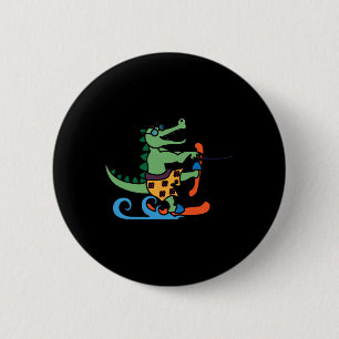 Crocodile Lover Skiing Alligator Reptile Water Ski 6 Cm Round Badge