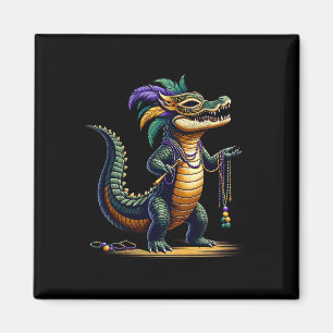 Crocodile Mardi Gras Funny Crocodile Mardi Gras Magnet