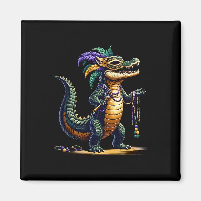 Crocodile Mardi Gras Funny Crocodile Mardi Gras  Magnet (Front)