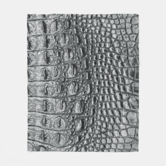Crocodile Noir: Black Leather Mystique Fleece Blanket