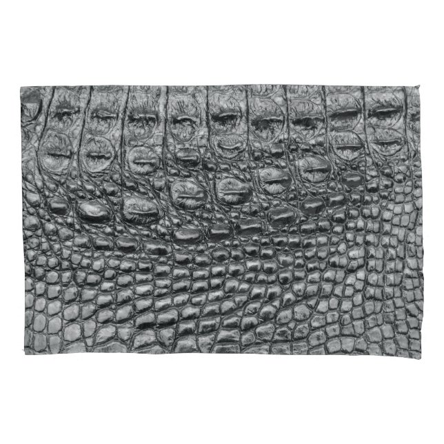 Crocodile Noir: Black Leather Mystique Pillowcase (Front)