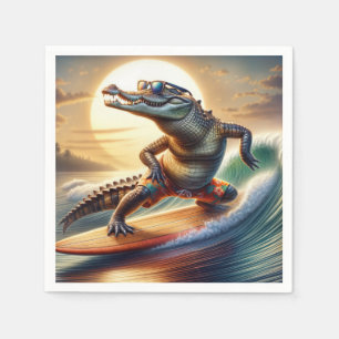 Crocodile On a Surfboard Napkin