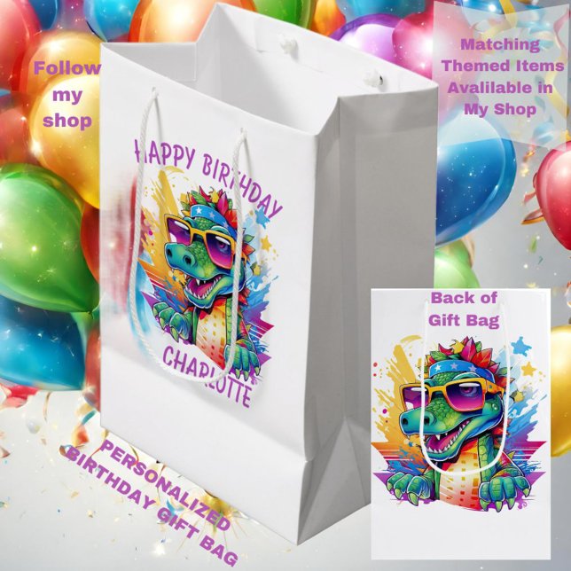 Crocodile Personalised Happy Birthday Medium Gift Bag (Creator Uploaded)