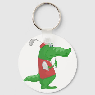 Crocodile Playing Golf Key Ring