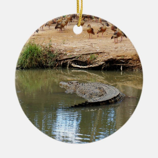 CROCODILE QUEENSLAND AUSTRALIA CERAMIC TREE DECORATION (Front)
