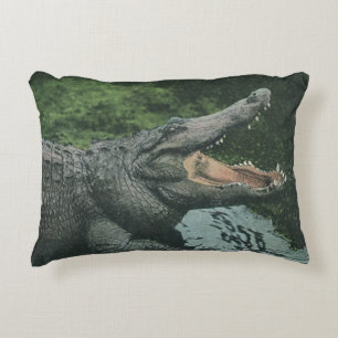 Crocodile Reptiles, Vintage Marine Animal Life Decorative Cushion