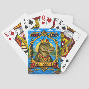 Crocodile Retro 8-Bit Pixel Art Playing Cards