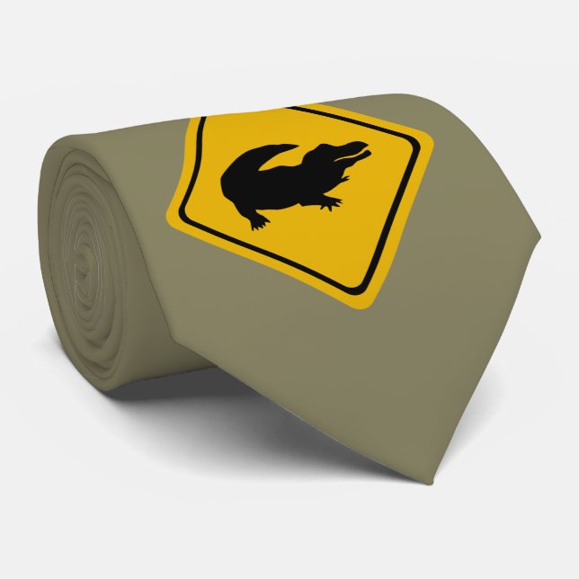 crocodile road sign tie (Rolled)