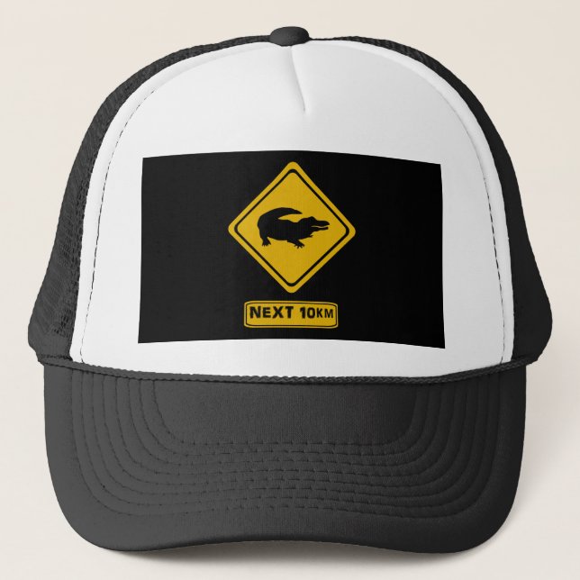 crocodile road sign trucker hat (Front)