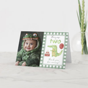 Crocodile Second Birthday thank You Card