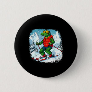 Crocodile Ski  6 Cm Round Badge