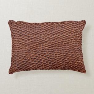 Crocodile Skin: Brown Leather Texture Decorative Cushion